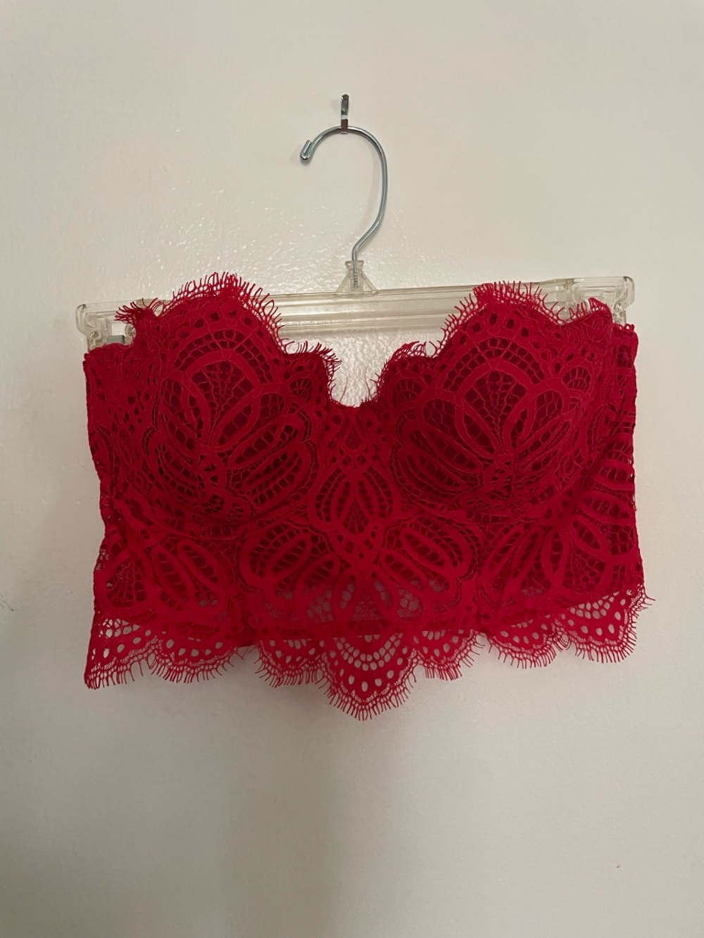 Victoria's Secret Red Lace Strapless Bralette
